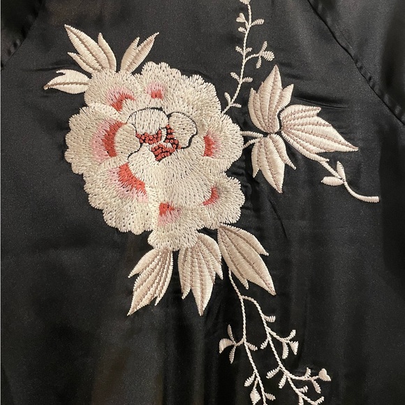 Lucky Brand Embroidered Satin Bomber Jacket - Picture 2 of 3